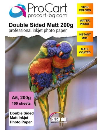 Двустранна фото хартия Double Sided Matte 200 A5
